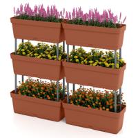 6 Stuks Bloembakken met Drainsysteem Plantbakken Verticale Verhoogde Tuin Plantenbakken Bruin