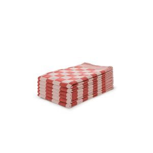 Ten Cate Theedoeken Set Blok 65x65 - rood - set van 6