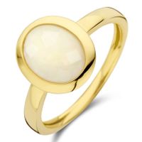 Ring geelgoud-opaal goudkleurig-wit 12 mm