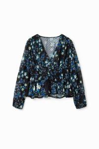 Plumeti blouse met bloemen - BLUE - XL