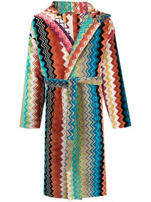 Missoni Home peignoir Giacomo ceinturé à capuche - Bleu