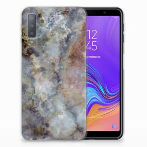 Samsung Galaxy A7 (2018) TPU Siliconen Hoesje Marmer Grijs