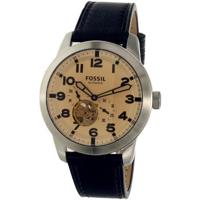 Fossil HerenhorlogeME3119 Pilot 54 automatisch zilverkleurig bruin lederen horloge