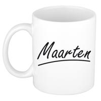 Maarten Naam koffiemok - beker - met sierlijke letters - wit - 300 ml - Cadeau - Heren