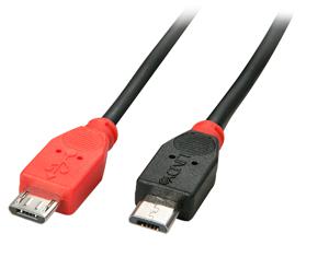 LINDY USB-kabel USB 2.0 USB-micro-B stekker, USB-micro-B stekker 2.00 m Zwart Met OTG-functie 31760