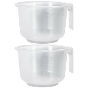 Keuken maatbeker/mengbeker - 2x - kunststof - transparant - 2500 ml