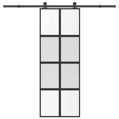 Schuifdeur met beslag 76x205 cm gehard glas en aluminium