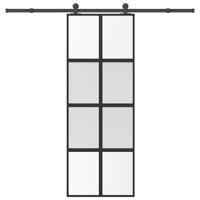 Schuifdeur met beslag 76x205 cm gehard glas en aluminium