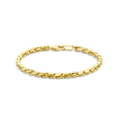 14K Geelgouden Armband Met Karabijnsluiting - 4mm Schakelbreedte, 21cm Lengte