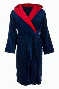 Marineblauwe badjas met capuchon - Xl-XXL