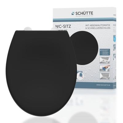Schutte Duroplast WC-zitting | Zwart | Met valrem en afneembaar - 82410