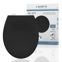 Schutte Duroplast WC-zitting | Zwart | Met valrem en afneembaar - 82410