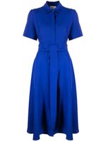 P.A.R.O.S.H. belted short-sleeve shirt dress - Bleu - thumbnail