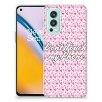 OnePlus Nord 2 5G Silicone-hoesje Flowers Pink DTMP - thumbnail