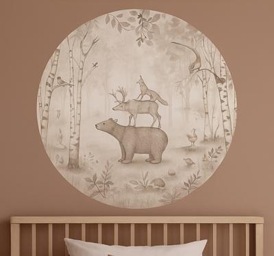 Bosdieren rond muursticker