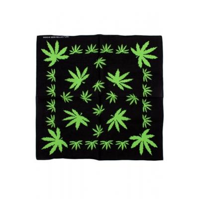 Bandana zakdoek met wietblaadjes print - polyester - 55 x 55 cm