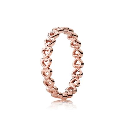 Pandora 180177 Ring Hearts zilver rosekleurig
