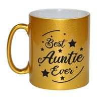 Gouden Best Auntie Ever cadeau koffiemok / theebeker 330 ml - thumbnail