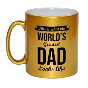 Gouden Worlds Greatest Dad cadeau koffiemok / theebeker 330 ml