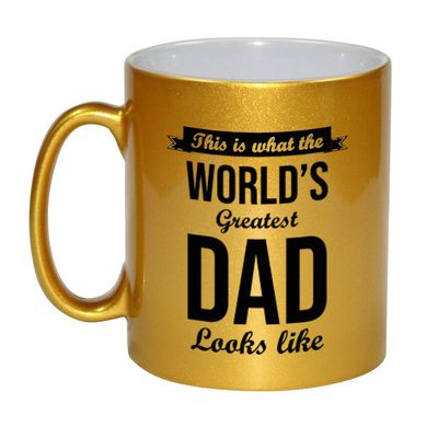 Gouden Worlds Greatest Dad cadeau koffiemok / theebeker 330 ml