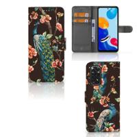 Xiaomi Redmi Note 11/11S | Telefoonhoesje | Met pasjeshouder | Pauw met Bloemen