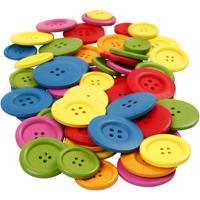 Creativ Company Houten knopen, d 25-40 mm, 2-4 gaten, diverse kleuren, 144 stuk/ 1 doos