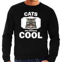 Sweater cats are serious cool zwart heren - katten/ coole poes trui - thumbnail