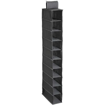 Kast organizer - hangend - 10 vakken - 30 x 15 x 120 cm - grijs