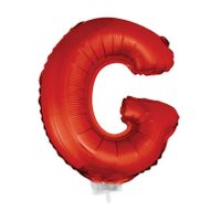 Rode opblaas letter ballon G op stokje 41 cm