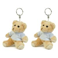 Teddybeer/beren sleutelhangers - Set van 2x stuks - 10 cm - Kleine dieren knuffels