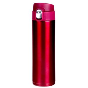 RVS thermosfles / isoleerfles voor onderweg 450 ml fuchsia roze