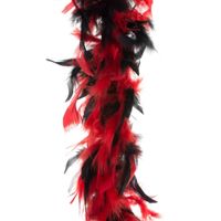 Carnaval verkleed veren Boa kleur zwart/rode mix 2 meter