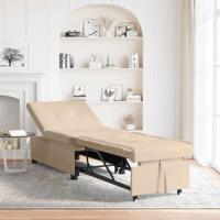 Slaapbank met kussen Crème 67 x 194 x 82 cm Microvezel stof