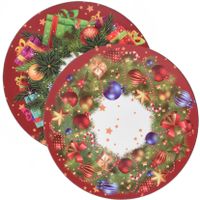 Kaarsenbord/onderbord (1x st)- kerst thema - kunststof - D33 cm - rood   -