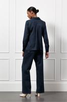 Birdie mono jacquard blouse - dark blue - 13220