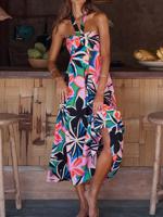 Vacation Regular Fit Floral Dress With No