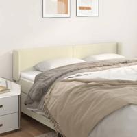 Hoofdbord met randen 203x16x78/88 cm kunstleer crèmekleurig