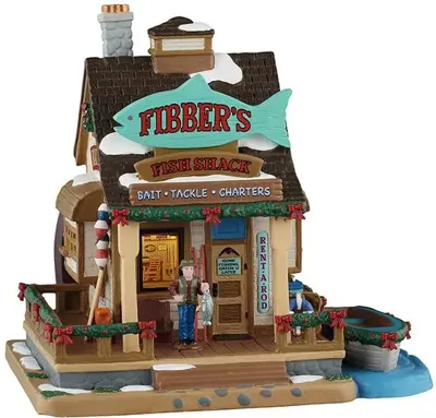 Lemax fibber&apos;s fish shack verlicht kersthuisje Vail Village 2025