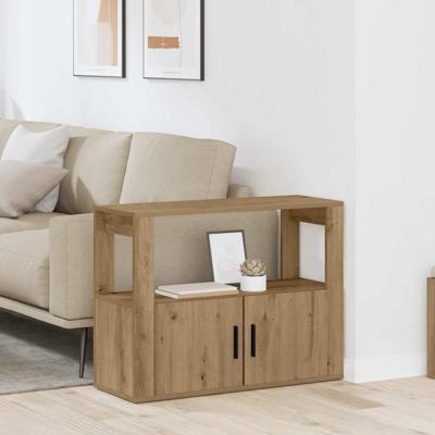 Dressoir artisanaal eikenkleurig 80 x 30 x 60 cm Bewerkt hout