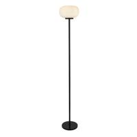 Vloerlamp Lumina - Black Metal & Opal Ribbed Glass
