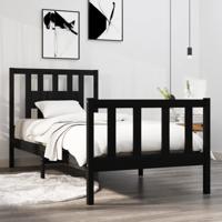 Bedframe massief hout zwart 75x190 cm