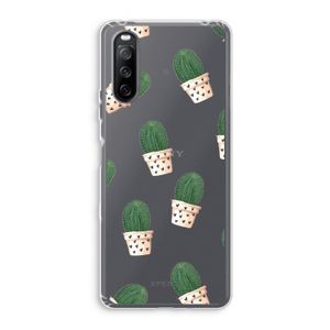 Cactusprint roze: Sony Xperia 10 III Transparant Hoesje
