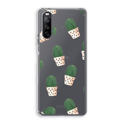 Cactusprint roze: Sony Xperia 10 III Transparant Hoesje