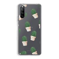 Cactusprint roze: Sony Xperia 10 III Transparant Hoesje