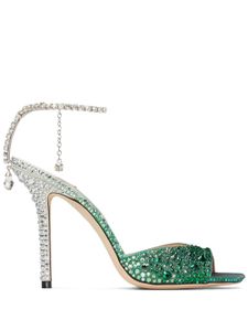 Jimmy Choo sandales Saeda 100 mm à bride ornée de cristaux - Vert