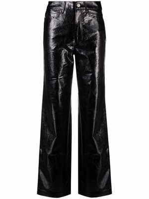 ROTATE BIRGER CHRISTENSEN pantalon évasé Rotie à effet de brillance - Noir