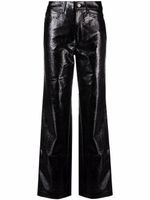 ROTATE BIRGER CHRISTENSEN pantalon évasé Rotie à effet de brillance - Noir