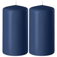 2x Kaarsen donkerblauw 6 x 15 cm 58 branduren sfeerkaarsen - Stompkaarsen - thumbnail