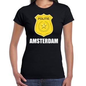 Politie embleem Amsterdam carnaval verkleed t-shirt zwart voor dames