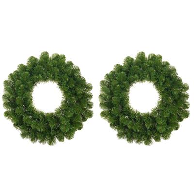 Kerstkrans - Set van 2x stuks - groen - 45 cm - deurkrans - kunststof - kerstversiering